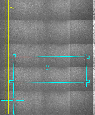Semi-automatically annotated road surface images showing cracks and seams — used as reference dataset for model training.